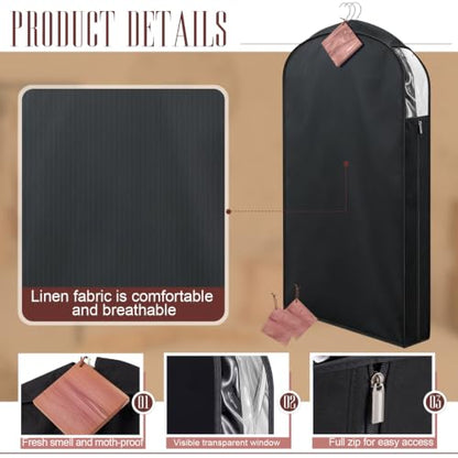 Briwooody Cotton Linen Garment Bags, 2 Sets, Moth Protection, Black - color: Black