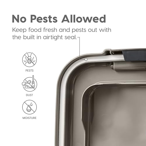 IRIS USA Airtight Dog Food Storage Container Combo, 30 lb & 11 lb Bin - color: Chrome