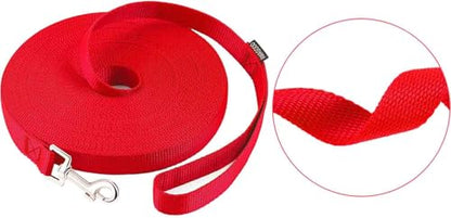 AMAGOOD Dog/Puppy Obedience Recall Training Agility Lead-15 ft 20 ft 30 ft 50 ft Long Leash-for Dog Training,Tie Out,Play,Safety,Camping (20Feet x 1Inch, Red) - color: Red, size: 1 Inch x 20 Feet