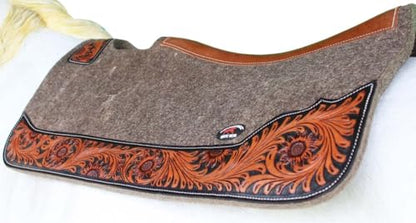 Horse 32"x30" Western Contoured Wool Felt Therapeutic Saddle Pad 39253 - color: Grey