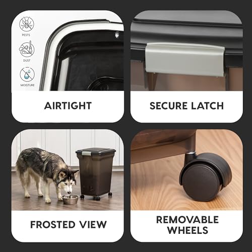 IRIS USA Dog Food Storage Container, Up to 40 lbs, Smoke, Made in USA - color: Smoke, size: 40 lbs