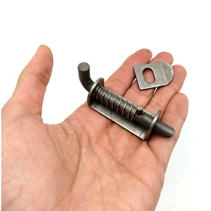 WANLIAN 2 Pcs Stainless Steel Mini Spring Loaded Latch Pin - 5 Inch 304 Metal Barrel Bolt Latch, Reinforced Industrial Welded Spring Lock for Pet Cage, Door Shed Gate, Tailgate Trailer Garage - color: Black 2pcs