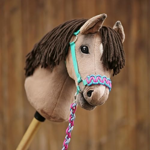 kullaloo DIY Hobby Horse Halter Kit & Tack Accessories ✦ Make Stick Horse Head Collars, Rope Halters & Reins ✦ Includes Digital Instructions (PDF) ✦ Teal/Mustard ✦ Aqua/Pink - color: Halter aqua / pink