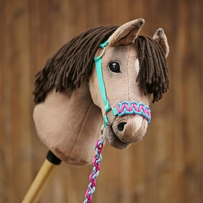 kullaloo DIY Hobby Horse Halter Kit & Tack Accessories ✦ Make Stick Horse Head Collars, Rope Halters & Reins ✦ Includes Digital Instructions (PDF) ✦ Teal/Mustard ✦ Aqua/Pink - color: Halter aqua / pink