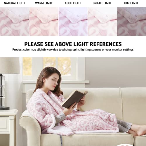 Beautyrest Heated Electric Throw - Sherpa/Berber, 3 Heat & Washable - color: Blush Lattice, size: 50 in x 64 in