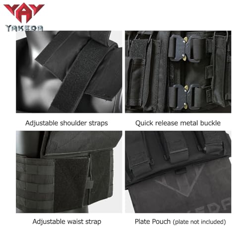 YAKEDA Tactical Training Vest with PALS System - Multi-Pocket Adjustable Straps Quick-Release Buckle for Hunting - color: Mud Color
