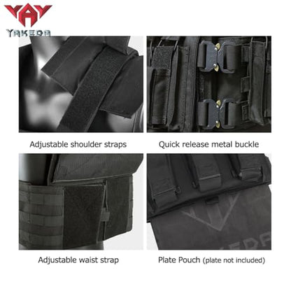 YAKEDA Tactical Training Vest with PALS System - Multi-Pocket Adjustable Straps Quick-Release Buckle for Hunting - color: Mud Color