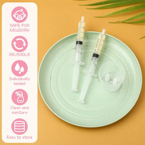 Trelaco 50 Sets 3 Ml Breast Milk Syringes No Needle Colostrum,3 Ml | Sterile Sealed with Caps and Cup, Baby Name Labels, Needle-free Harvesting for Storing Freezing Milk, For Postpartum Moms - size: 3 ml