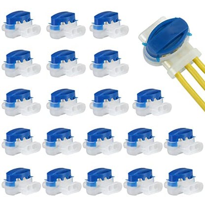 GWHOLE 20pcs 3-Way Waterproof Wire Connectors for 22-14AWG Cables | Electrical IDC 314-BOX, Self-Stripping, Quick Splice Repair, For Robotic Lawn Mower, Irrigation, Landscape Lighting - color: 20PCS