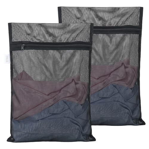 OTraki 2 Pack Durable Mesh Laundry Bags for Delicates 12x16 Inches | Breathable Washing Bags with Sturdy Zipper Reusable Lingerie Bags for Clothes Pants Underwear Bra Socks - size: 12 x 16 Inch