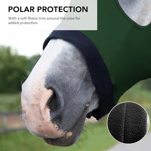Harrison Howard Stretch Hood No Eye/Ear Covers Head, Shoulders, Mane, Chest, Withers Perfect for Show/Event Preparation-Hunter Green L - color: Hunter Green, size: Full (Large)