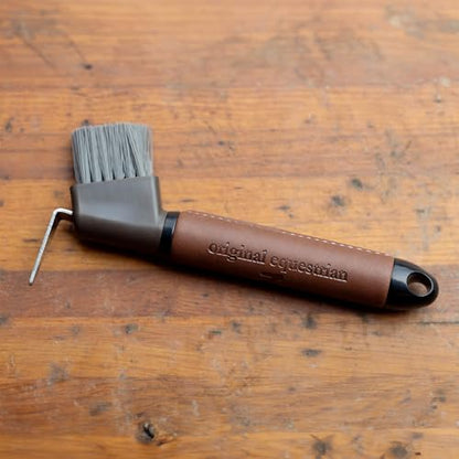 Horze Maddox Leather Handle Hoof Pick - Dark Brown - One Size