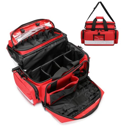 Medical Bag Empty First Responder Bag,Emergency Bag First Aid Kit Organizer,First Aid Bag with Detachable Dividers, Medical Bag for Nurses,Home Health Care, EMT