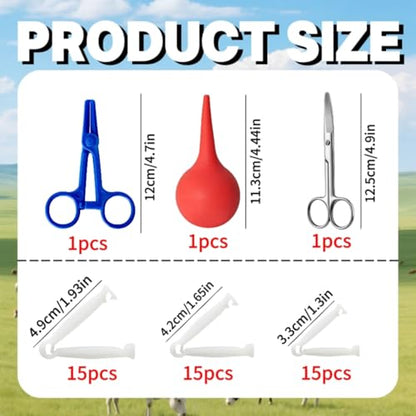 48PCS Animal Birth Kit for Safe Delivery | Includes Curved Scissors, Umbilical Clamps & Hemostat | Essential for Puppies, Kittens, Lambs, Piglets, Calves | Disposable & Sterilized for Farm & Home Use