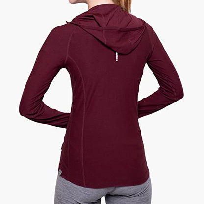 MERIWOOL Women’s Base Layer Hoodie Lightweight Merino Wool Long Sleeve Thermal - color: Wine, size: X-Small