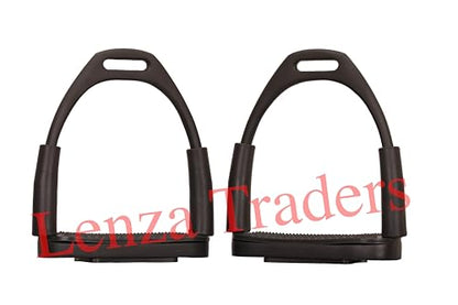 Black Matte Flexible Stirrups Safety Horse Riding Bendy Flex Irons S Steel, Flexible Safety Stirrups, Black Flexible English Bendy Horse Stirrups - size: 5" inch