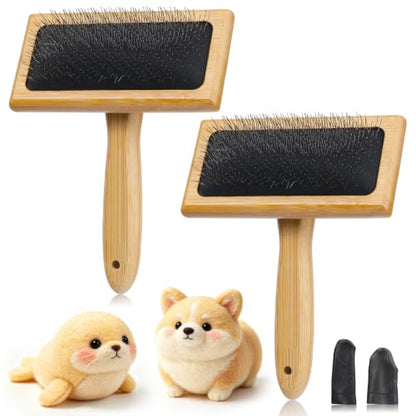 2 Pcs Large 6.1" x 4.8"Wooden Hand Wool Carders for Needle Felting - color: Wooden Wool Carders