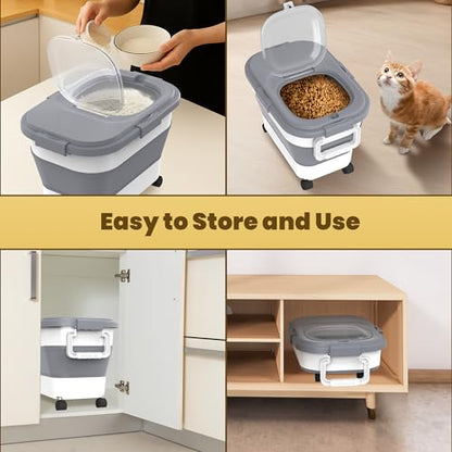 HOYTAMDAR 20-30Lbs Collapsible Rice Container,Food Storage container - color: Grey/20-30lbs