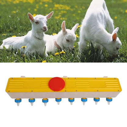Silicone Lamb Drink Feeder, 8 Nipples Wall Mounted 10L Livestock Milk Feeding Bucket with One Way Valve and Feeding Port Lid, for Nursing Animal Lamb Piglet Puppy