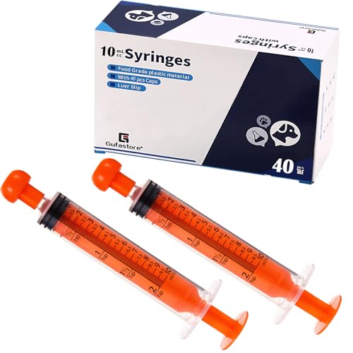 40pcs 10ml Syringes with Caps for Industry Lab Pet Feeding (Orange) - color: Orange, size: 10ml-40Pack