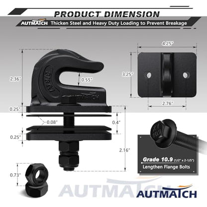 AUTMATCH Tractor Bucket Grab Hook 3/8" (2-Pack) Grade 70 Drop Forged Steel - color: Frosted Black
