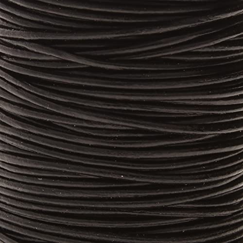 The Beadsmith Leather Cord – Black – 1mm Spool – 25 Yards/22.86 Meters – Indian Leather Thong Ideal for Braiding, Beading, Necklaces, Fine Lacing, Hair Accessories & DIY Jewelry Making - size: 1mm, style: Black – 25 Yards