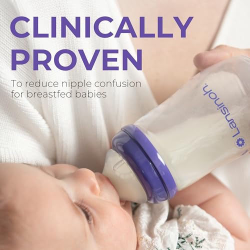 Lansinoh NaturalWave Baby Bottle Nipples, Slow Flow (S), 4 Count