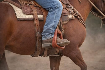 Western Horse Saddle Tack Leather Covered Angled Sloped Stirrups Tan 5155