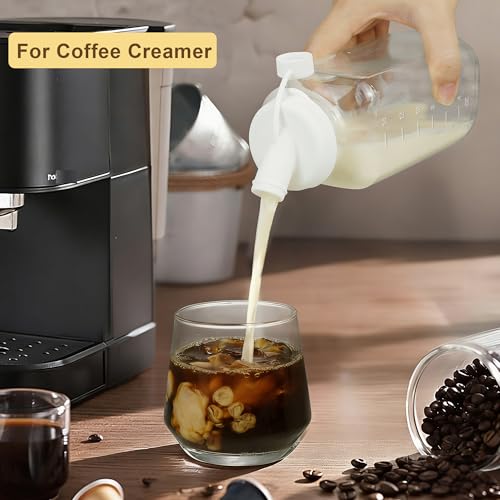 Reusable Glass Juice Bottles with Airtight Lid, 16 oz Glass Pitchers with Pour Dispenser, 500ml Milk Storage Containers for Fridge, Water Bottles for Travel - size: 8 pack