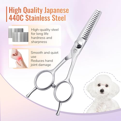 Dog Grooming Scissors: 4.75" Pet Thinning Shears Made Of Advanced Stainless Steel Alloy for Trimming Dogs Cats and Other Pets Face and Paws - style: Thinning
