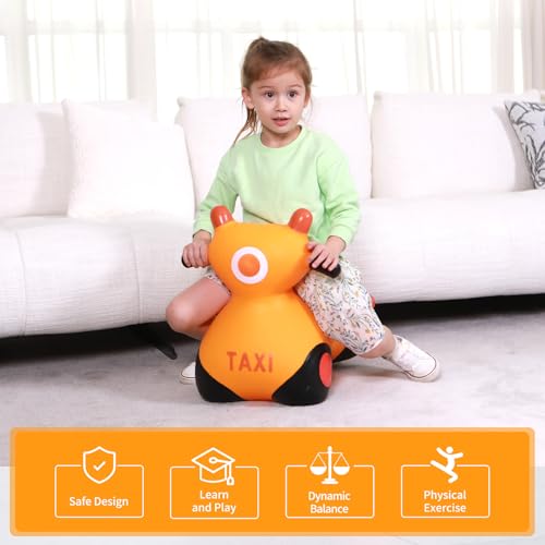 INPANY Kids Bouncy Car Hopper Toys, Toddlers Ride on Car, Gifts Toy for Kid | Eco-Friendly PVC, Low Center Gravity, Cute Cartoon Design, Load 100 Lbs, Learn & Exercise & Active Fun, Gifts for 1-3 Kids - color: Orange Car