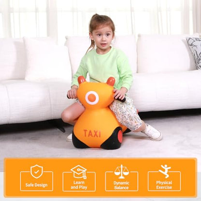 INPANY Kids Bouncy Car Hopper Toys, Toddlers Ride on Car, Gifts Toy for Kid | Eco-Friendly PVC, Low Center Gravity, Cute Cartoon Design, Load 100 Lbs, Learn & Exercise & Active Fun, Gifts for 1-3 Kids - color: Orange Car