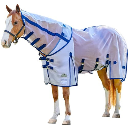 SmartEquine Fine Mesh Horse Fly Sheet with Neck Cover | Optimal Coverage and Breathability | Mesh Fly Sheets for Horses | Ideal for Sensitive Skin Protection (81") - size: 81"