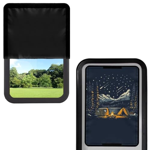 Camping Stars RV Camper Door Windows Shade Thickened Window Cover for Travel Trailer UV Sun Heat Protection Blackout Shades - color: Camping Stars