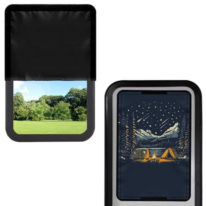 Camping Stars RV Camper Door Windows Shade Thickened Window Cover for Travel Trailer UV Sun Heat Protection Blackout Shades - color: Camping Stars