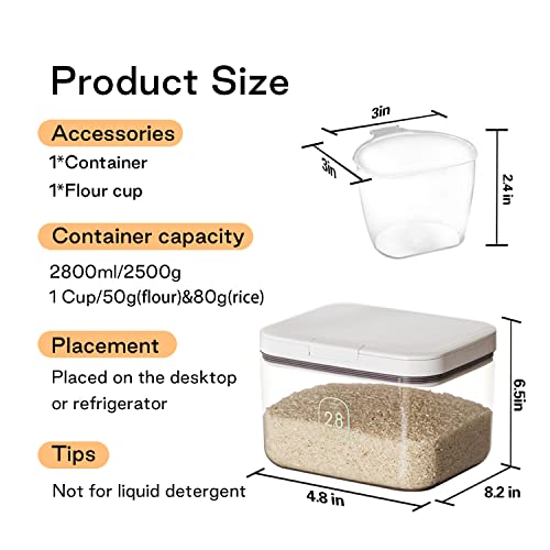 Flour Storage Container - 2.8L Keep Your Flour Fresh and Conveniently Accessible | 2.8L/2.8 Qt Capacity, Rice & Cereal & Pet & Laundry Pod Bin, Kitchen Bathroom Pet Food Pantry - color: 2.8 L