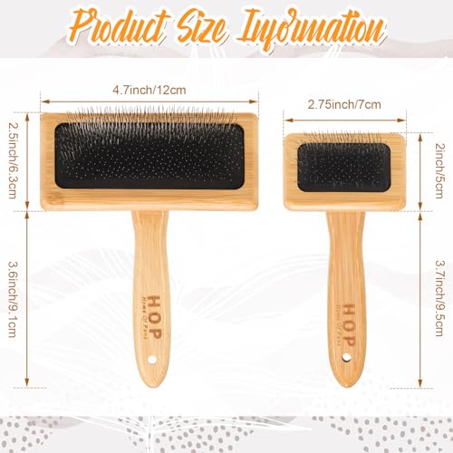 Rtteri 4 Pcs Wooden Wool Carder Hand Carders Slicker Brush Wool Carding Brush Needle Felting Tool for Yarn Weaving Blending Roving Craft Project Kit Supplies Pet Grooming, 2 Sizes