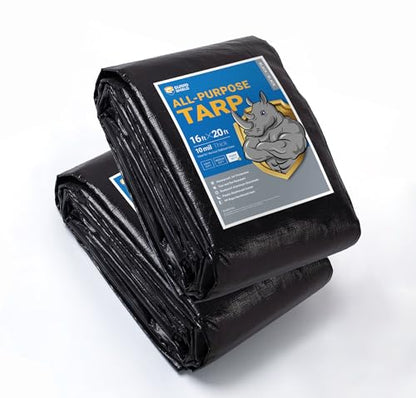 GUARD SHIELD Tarps Heavy Duty Waterproof 16x20 Feet Black Poly Tarp Cover Outdoor Thick UV Resistant Tarpaulin with Grommets 10mil (2-Pack) - color: Black, size: 16x20 (2-Pack)
