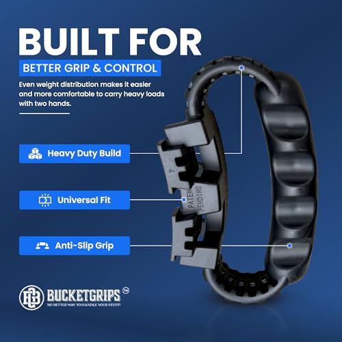 Heavy-Duty Bucket Handle Grips – Ergonomic Pair for Buckets, Easy-Carry Comfort Side Handles, Fits Most Standard Bucket Sizes Including 5-Gallon