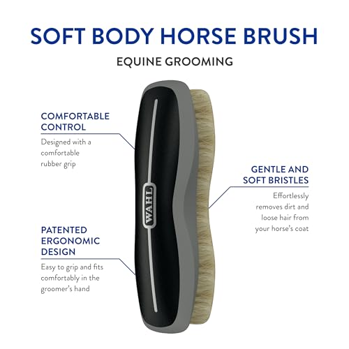 Wahl Professional Animal Equine Soft Body Horse Brush, Black