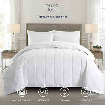 puredown® Blankets King Size - Soft Lightweight Down Blanket for Bed, Cozy Warm Luxury Bed Blanket with Satin Trim, White (108"X90") - color: 01 White, size: King