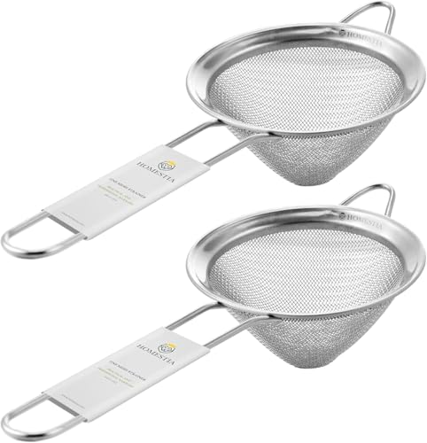 Homestia 2 Pack Stainless Steel Fine Mesh Strainer, Sieve Sifter For Tea | 3.3'' Kitchen Small Strainer Fine Mesh, Cone Cocktail Strainer, Bar Strainer for Food, Rice, Fruits, Juicing, Drinks, Coffee - color: Silver, size: 2PCS