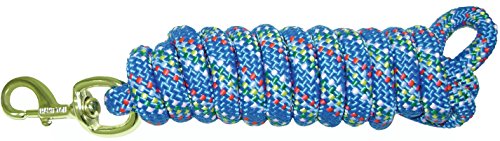 Hamilton Extra Heavy Poly Rope Lead with Bolt Snap, Blue Confetti Weave, 5/8" Thick x 10' Long - color: blue confetti weave