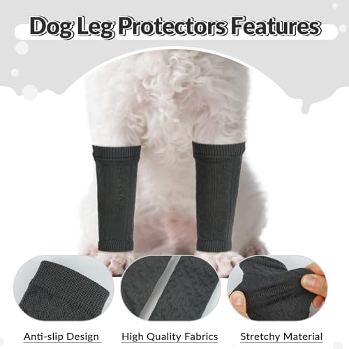 ROZKITCH 4 PCS Dog Leg Protection to Help Reducing Licking Scratching Elbow - color: DarkGrey, size: S-Leg Girth: 2.04in