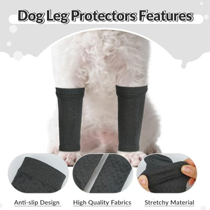 ROZKITCH 4 PCS Dog Leg Protection to Help Reducing Licking Scratching Elbow - color: DarkGrey, size: S-Leg Girth: 2.04in