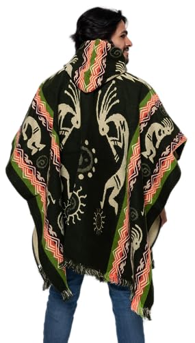 Alpaca Land, Handmade Ecuadorean Alpaca Wool Ponchos - color: Green Pomasqui