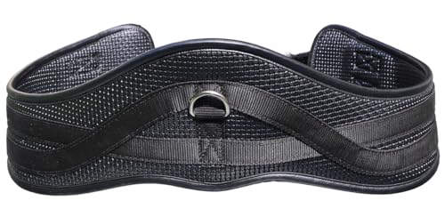 T TEKE Anatomic Anti-Chafe Horse Girth - Contoured Pressure Relief English Girth with Dual-Side Heavy-Duty Elastic, Breathable Padded PVC Waffle Texture, Stainless Steel Solid-Roller Buckles & D-Ring - color: Black, size: 54"