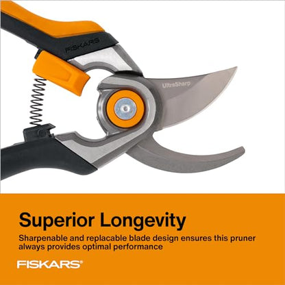 Fiskars Bypass Pruning Shears, 1" Cut Capacity Gardening Scissors, Forged Steel Replaceable Blade, SoftGrip Handle Garden Clippers, Rust Resistant Low Friction Coating for Branches & Stems - style: Forged Pruner