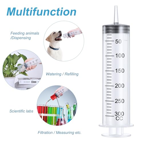 BBTO 2 Pieces Syringes with 40'' Tube and Connections for Measuring - size: 300 ML
