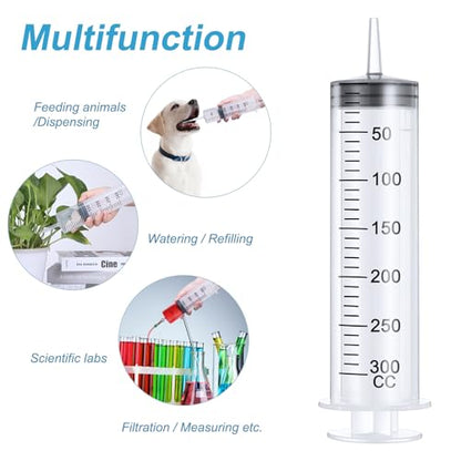 BBTO 2 Pieces Syringes with 40'' Tube and Connections for Measuring - size: 300 ML